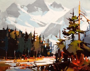 SOLD "Patterns at Play Through the Columbia Icefields" by Michael O'Toole 11 x 14 - acrylic $875 Unframed $1100 in show frame