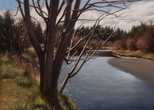 SOLD "Riverside" by Ray Ward 5 x 7 - oil $450 Unframed $610 in show frame