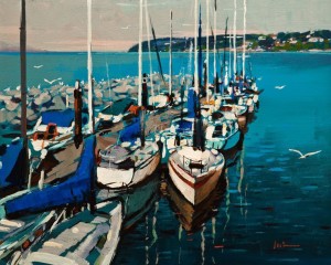 SOLD "Summer Sailboats" by Min Ma 8 x 10 - acrylic $670 Unframed $835 in show frame