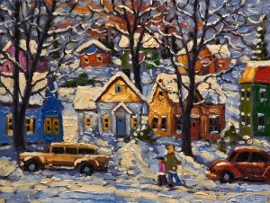 SOLD "A Walk in the Snow" by Rod Charlesworth 12 x 16 - oil $1305 Unframed $1440 in show frame