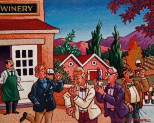 SOLD "The Wine Critics" by Michael Stockdale 8 x 10 - acrylic $390 Unframed $485 in show frame