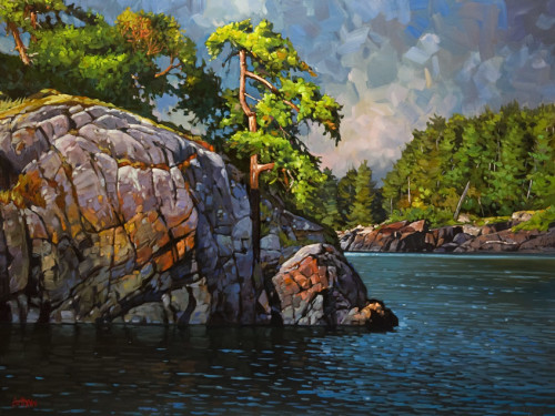 "Bays of Lasqueti Island," by Graeme Shaw 36 x 48 - oil $4840 Unframed
