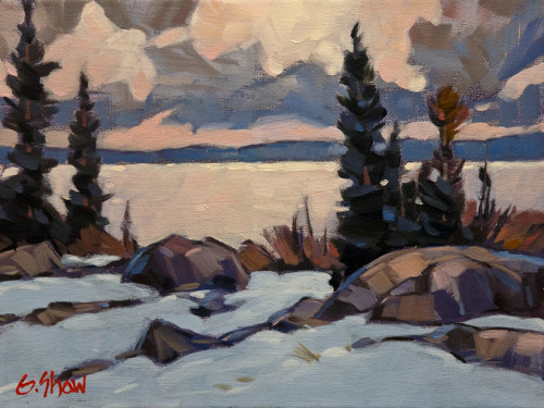 "Early Snow, N.W.T.," by Graeme Shaw 9 x 12 - oil $540 Unframed
