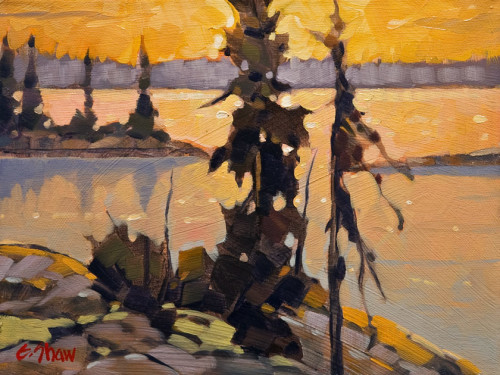 "Russell Lake, N.W.T.," by Graeme Shaw 9 x 12 - oil $540 Unframed