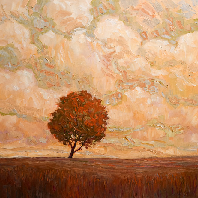 SOLD "Fall Tree and Soft Light," by Steve Coffey 24 x 24 - oil $1730 Unframed