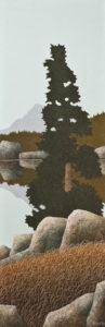 SOLD "Mirror Lake No. 1," by Ken Kirkby 12 x 36 - oil $1300 Unframed