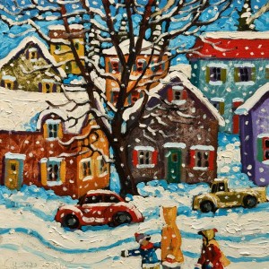 SOLD "Snowflakes," by Rod Charlesworth 12 x 12 - oil $1200 Unframed $1340 Custom framed