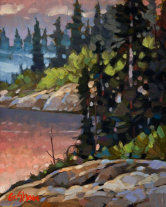 SOLD "As Evening Comes, Stagg River, N.W.T." by Graeme Shaw 8 x 10 - oil $500 Unframed $700 in show frame