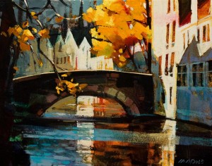 SOLD "Brugge in Autumn" by Michael O'Toole 11 x 14 - acrylic $875 Unframed $1020 in show frame