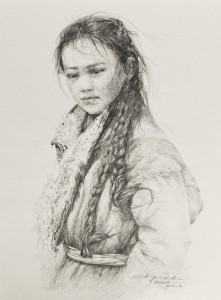  SOLD
"Daughter of the Plateau," by Donna Zhang
9 1/2 x 13 1/2 – drawing
$1280 Custom framed