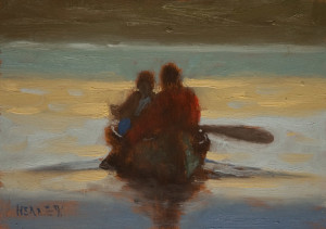 SOLD "Evening Paddle" by Paul Healey 5 x 7 - oil $275 Unframed $450 in show frame