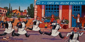 SOLD "French Waiter's Race" by Michael Stockdale 6 x 12 - acrylic $370 Unframed $470 in show frame