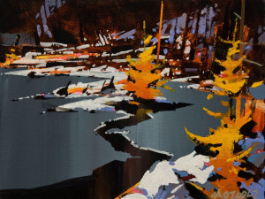 SOLD "Ice Cover, Autumn" by Michael O'Toole 9 x 12 - acrylic $660 Unframed $925 in show frame