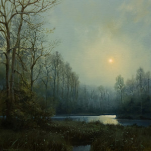 SOLD "November Nocturne" by Renato Muccillo 11 x 11 - oil $2700 in show frame