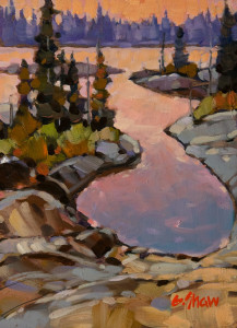SOLD "Pocket Bay, N.W.T." by Graeme Shaw 5 x 7 - oil $390 Unframed $560 in show frame