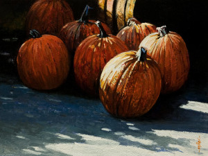 SOLD "Pumpkins Seven" by Alan Wylie 9 x 12 - oil $1540 Unframed $1760 in show frame