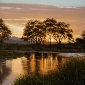 SOLD "River at Dawn" by Ray Ward 10 x 10 - oil $850 Unframed $1070 in show frame