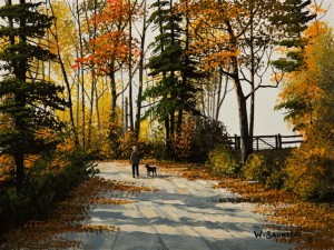 SOLD "September Stroll" by Bill Saunders 6 x 8 - acrylic $500 Unframed $685 in show frame