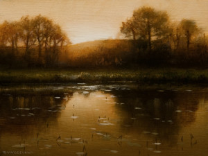 SOLD "Shoreline in Copper" by Renato Muccillo 3 x 4 - oil $950 in show frame