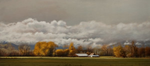 SOLD "Sliver of Light" by Ray Ward 8 x 18 - oil $1100 Unframed $1360 in show frame