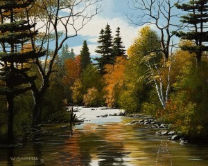 SOLD "Stream in September" by Bill Saunders 8 x 10 - acrylic $650 Unframed $850 in show frame