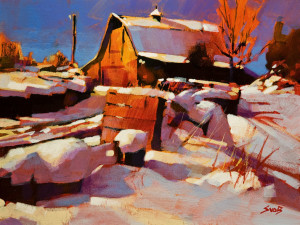 SOLD "Warm Light, Cold Day" by Mike Svob 9 x 12 - acrylic $795 Unframed $1015 in show frame