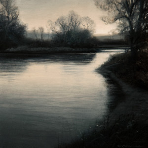 SOLD "Abating Flows," by Renato Muccillo 5 x 5 - oil on mounted panel $1190 in show frame