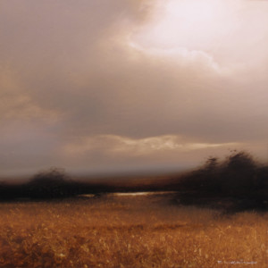SOLD "Cloud Break II," by Renato Muccillo 5 x 5 - oil on mylar $1150 in show frame