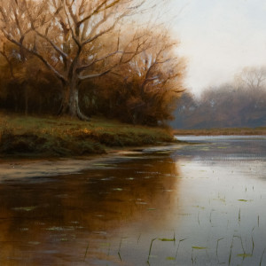 SOLD "Cut Banks in Autumn," by Renato Muccillo 8 x 8 - oil on mounted panel $1490 in show frame