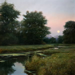 SOLD "Dusk Over Neaves Road Canal," by Renato Muccillo 24 x 24 - oil on canvas $4450 in show frame
