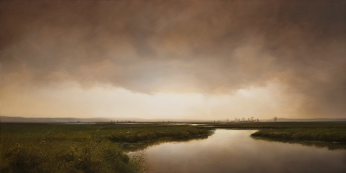 SOLD "Evening Marsh," by Renato Muccillo 24 x 48 - oil on canvas $6900 in show frame