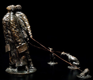 "The Lawyers (Joyco, Joyco and Boyce Share a Vision; Rolland, Gandalf and Peaches Do Not)," by Michael Hermesh 18 x 9 x 9 - bronze No 1 of edition of 12 $11,500