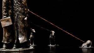 "The Lawyers (Joyco, Joyco and Boyce Share a Vision; Rolland, Gandalf and Peaches Do Not)," by Michael Hermesh 18 x 9 x 9 - bronze No 1 of edition of 12 $11,500