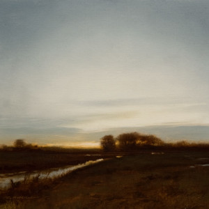 SOLD "North Canal at Dusk (Study)," by Renato Muccillo 5 x 5 - oil on mounted panel $1130 in show frame