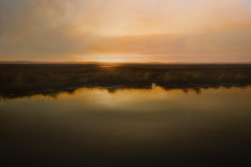 SOLD "Sanctuary at Dusk," by Renato Muccillo 48 x 72 - oil on thick canvas wrap $15,900 in show frame