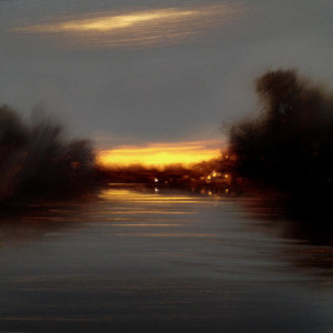 SOLD "Southern Core at Dusk," by Renato Muccillo 5 x 5 - oil on mylar $1150 in show frame