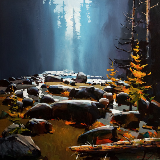 SOLD "Soft Day in Capilano Canyon," by Michael O'Toole 30 x 30 - acrylic $3400 Unframed $3980 Custom framed