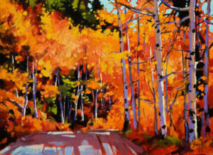 SOLD "Aspen Road," by Mike Svob 12 x 16 - acrylic $1375 in show frame $1150 Unframed