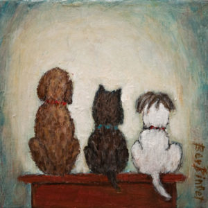 SOLD "At the Count of Three, Howl" by Bev Binfet 6 x 6 - acrylic/mixed media $300 Unframed $385 in show frame