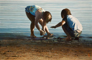 SOLD "Beach Buddies," by Alan Wylie 12 x 18 - oil $2930 in show frame $2690 Unframed