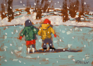 SOLD "Brother and Sister," by Paul Healey 5 x 7 - acrylic $250 Unframed $425 in show frame