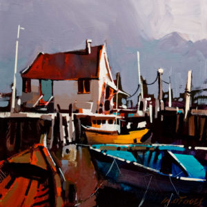 SOLD "Dockside Twist," by Michael O'Toole 12 x 12 - acrylic $800 Unframed $925 in show frame