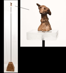 SOLD "Dog," by Michael Hermesh ceramic - 59 1/2" (H) (figure alone 3 1/2") $450
