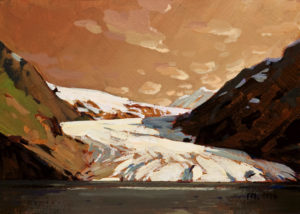SOLD "Glaciers," by Min Ma 5 x 7 - acrylic $450 Unframed $575 in show frame