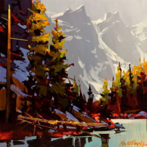 SOLD "Moraine Lake - Touch of Grey," by Michael O'Toole 12 x 12 - acrylic $800 Unframed $925 in show frame