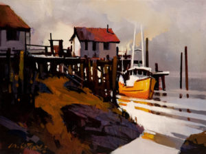 SOLD "Once Upon a Time at Rivers Inlet," by Michael O'Toole 9 x 12 - acrylic $660 Unframed $885 in show frame