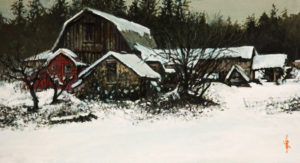 SOLD "Snow Bound," by Alan Wylie 6 x 11 - acrylic $1080 Unframed $1250 in show frame
