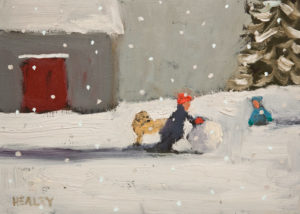 SOLD "Snowfall," by Paul Healey 5 x 7 - oil $250 Unframed $425 in show frame