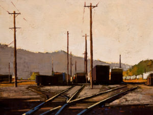 SOLD "The Station," by Min Ma 6 x 8 - acrylic $510 Unframed $645 in show frame