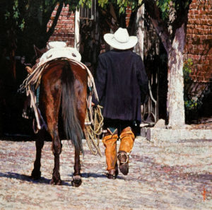 SOLD "Two Amigos," by Alan Wylie 16 x 16 - oil $3325 in show frame $3080 Unframed
